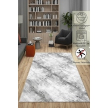 Yolluk Gri Çizgi Desen Kaymaz Taban Peluş