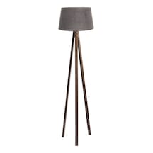 Düz 3 Ayak Tripod Lambader Abajur Köşe Lambası Ahşap Ceviz Ağaç Dekor Lamba Aplik Masif Doğal Diğer