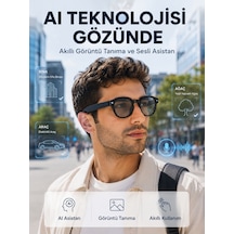 Siyah 3 Lensli Akıllı Kamera Gözlüğü Bluetooth Görüşme Müzik Kontrolü Aı Sesli Asistan Ve Görüntü Tanıma