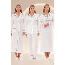 Mecit Pijama Mecit 6335 Ekru Kadın Sabahlık Gecelik Pijama Seti Ekru Mecit Pijama Mecit 6335 Ekru Kadın Sabahlık Gecelik Pijama Seti Ekru