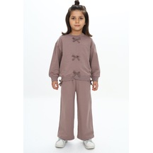 Toontoy Kids Toontoy Kız Çocuk Fiyonk Detaylı Takım Bej Melanj