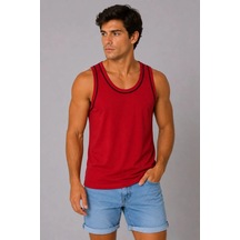 Ertaştrendstore Erkek Sporcu Atlet Bisiklet Yaka Kolsuz Yazlık Atlet - Kırmızı Çoklu Renk