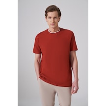 Morven Erkek Kiremit Trend Düz Penye Bisiklet Yaka T-shirt 26ys018012460 Kiremit