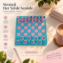 Katlanabilir Satranç Takımı 21x21 Cm Pembe Mavi Çocuk Ve Yetişkin Satranç Seti, Taşınabilir Strateji Oyunu