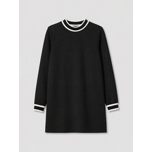 Lcw Everyday Siyah Şerit Detaylı Soft Touch Kadın Sweatshirt Tunik