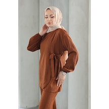 Bağlama Detaylı Takım Kahverengi Kahverengi