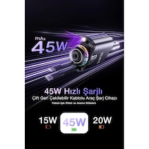 45w Işıklı Ve Kokulu Araç Şarj Cihazı Hızlı Şarj Usb-c & İos Uyumlu Atmosfer Işığı 45w 1 Type C