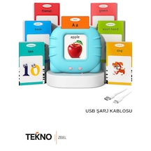 Teknozeel İngilizce Konuşan Sesli Flaş Kart Seti Okul Öncesi Öğrenme Eğitici Oyuncak Mavi Renk