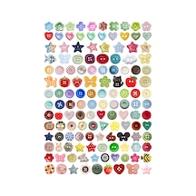 133 Adet Rengarenk Şekilli Düğme Planlayıcı Sticker Seti - Etiket Seti Scrapbook Bullet Journal Çok Renkli