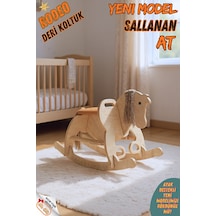 Ahşap Sallanan At-deri Koltuklu-ayak Destekli- Yeni Model