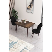 Canisa Concept Nil Serisi 70x110 Sabit Mutfak Masası Takımı Barok Desen Masa 2 Siyah Sandalye Siyah Sandalyeler Barok Masa