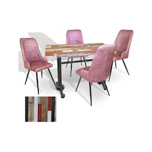 Çipa - Çırağan Mutfak Masa Takımı - 70x120 Werzalit, Wermodin Ve Allzalit Tabla - Red Wood - Pembe Çok Renkli