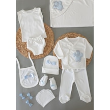 Petite Ponpon Baby Mikcey Desenli 10 Lu Hastane Cıkış Seti Beyaz - Mavi