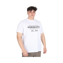 Mode Xl Büyük Beden Erkek Tişört Baskılı Brooklyn Waffle U25002 Beyaz Beyaz