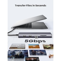 Usb C Yerleştirme İstasyonu 10&apos U 1 Arada 4k Hdmı, Vga, 3 X Usb A 3.0, Pd 100w, Ethernet, 3,5 Mm Ses, Sd/tf İle
