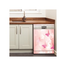 Pembe Suluboya Çiçek Bulaşık Makinesi Kaplama Sticker Kendinden Yapışkanlı Folyo 75x75 Cm