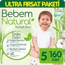 Bebem Natural Bebek Bezi Ultra Fırsat Paketi 5 Numara 80x2 160 Adet 2'li