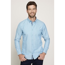 Tudors Slim Fit Pamuklu Kolay Ütü Düz Erkek Petrol Gömlek-27710-petrol Petrol