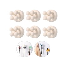 Beyaz Silikon Diş Fırçası Duş Tutucu - 6 Adet Kendinden Yapışkanlı Duvara Monte Tek Kanca Asılı Diş Fırçalama İçin White 6pcs Beyaz Beyaz