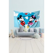 Aşık Mickey Mouse Ve Minnie Desenli Duvar Halısı Duvar Örtüsü Çocuk Odası Tapestry Süet Dokulu Kumaş
