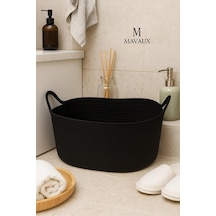 Tr Hasır Jüt Dekoratif Sepet 20x30x50 Cm, Oyuncak, Çamaşır, Banyo, Mutfak Ve Düzenleyici Saklama Sepeti Siyah 55 X Genel