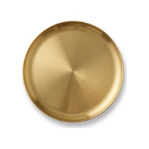 30 Cm Yuvarlak Altın Renk Metal Servis Tepsisi, Dekoratif Sunum Tepsisi, Kahve Ve İçecek Servisi İçin Şık Gold Tepsi Çok Renkli