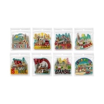 3 Adet İstanbul Temalı Silikon Buzdolabı Mıknatısı Dekoratif Magnet, Fridge Magnet, Buzdolabı Süsü, Mutfak Aksesuarı 7,5x7,5 Cm