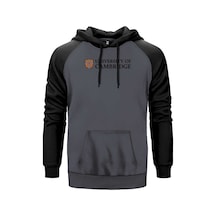 University Of Cambridge Logo Text Gri Renk Reglan Kol Sweatshirt Gri