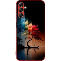 Samsung Galaxy A14 Uyumlu Dört Mevsim Ağaç Baskılı Silikon Kılıf Renkli
