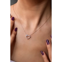 Papatya Silver 925 Ayar Gümüş Rose Kaplama Incili Kalp Montür Kolye