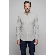 Bisse Haki Regular Fit Pamuk Cepsiz Yaşa Yaka Uzun Gömlek Gmczg261088 C49