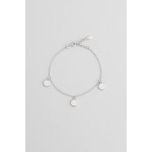 So Chic Minimal Tasarım 18 Ayar Beyaz Altın Kaplama 21 Cm Gümüş Bileklik