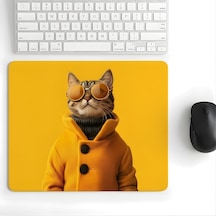 18x22 Cm Desenli Baskılı Mouse Pad Kaymaz Kauçuk Taban Ofis Ve Home Ofis Kullanımına Uygun Komik Yazılı Tasarım Yüksek Baskı Kaliteli Küçük Boy Mouse Pedi Bilgisayar Laptop Aksesuarı Golden Cat
