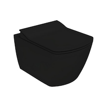 Creavit Elegant Kömür Karası Kanalsız Asma Klozet Eg321, Creavit Elegant Duroplast Yavaş Kapak Siyah