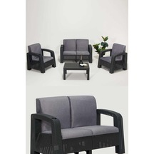 Side 2+1+1+s Gri Minderli Bahçe&balkon Oturma Grubu 4 Kişilik - Antrasit
