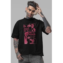The Weeknd Rapper Şarkıcı Ön Baskılı Unisex Oversize Tişört Siyah