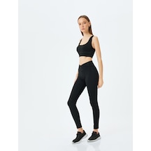 Koton Yüksek Bel Dikiş Detaylı Slim Fit Spor Tayt Siyah 5sak40030nk SiYAH