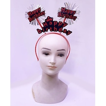 Happy - 923 - Birthday Yazılı Püsküllü Neon Kırmızı Renk Doğum Günü Tacı - Shopılke - 22x19 Cm