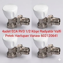 E.C.A 4 Adet 1/2 Köşe Radyatör Valfi Petek Havlupan Vanası RV3 602120641