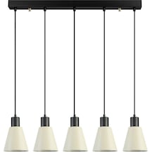 Trend Modern Tasarım Metal Cafe Mutfak Salon Krem Renk Sıralı 5 Li Avize Diğer
