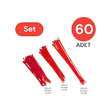 Tek-iş Plastik Kablo Bağı Klipsi Cırt Kelepçe Set 100-150-200 X 2.5 Mm Kırmızı 20 X 3 60 Adet