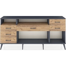 Arges Konsol 2 Raflı 6 Çekmeceli 176x30x83 Antrasit-çam/çam Çam/çam