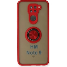 Newface Xiaomi Redmi Note 9 Kılıf Montreal Yüzüklü Silikon Kapak - Kırmızı Resimdeki