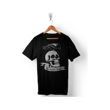 Memento Mori Skull Crow Skeleton Kuru Kafa Baskılı Tişört Unisex T-shirt 001