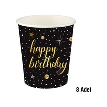 Roll-up Karton Bardak Işıltılı Doğum Günü 8 Li