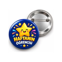 Haftanın Öğrencisi - Lacivert Yıldız - 58mm Rozet Çok Renkli