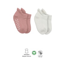 Bistyle 2'li Altı Havlu Sneakers Kaymaz Çorap 20501 Ekru Pudra Pudra - Ekru - Somon