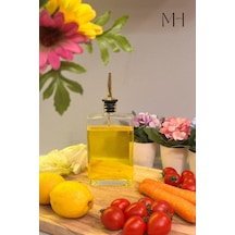 Makri Home 350 Ml Gold Kapaklı, Otantik Ve Şık Cam Yağdanlık , Sızdırmaz,sağlıklı Sticker Şeffaf
