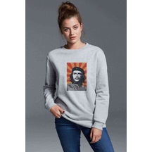 Yoldaş Red Yellow Baskılı Gri Kadın Sweatshirt