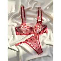 La Linaa Valentina Kadın Kalpli Bralet Takım-kırmızı Kırmızı
